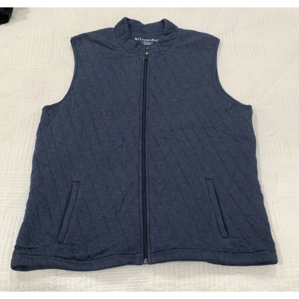 Mizzen+Main MMV-1000 Mens XL Quilted Performance Vest Full Zip Heather Navy Blue